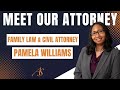 Meet Associate Attorney Pamela Williams! Pamela focuses her practice on business and civil litigation as well as family law. Fun fact- she is also dually licensed in North and South Carolina!